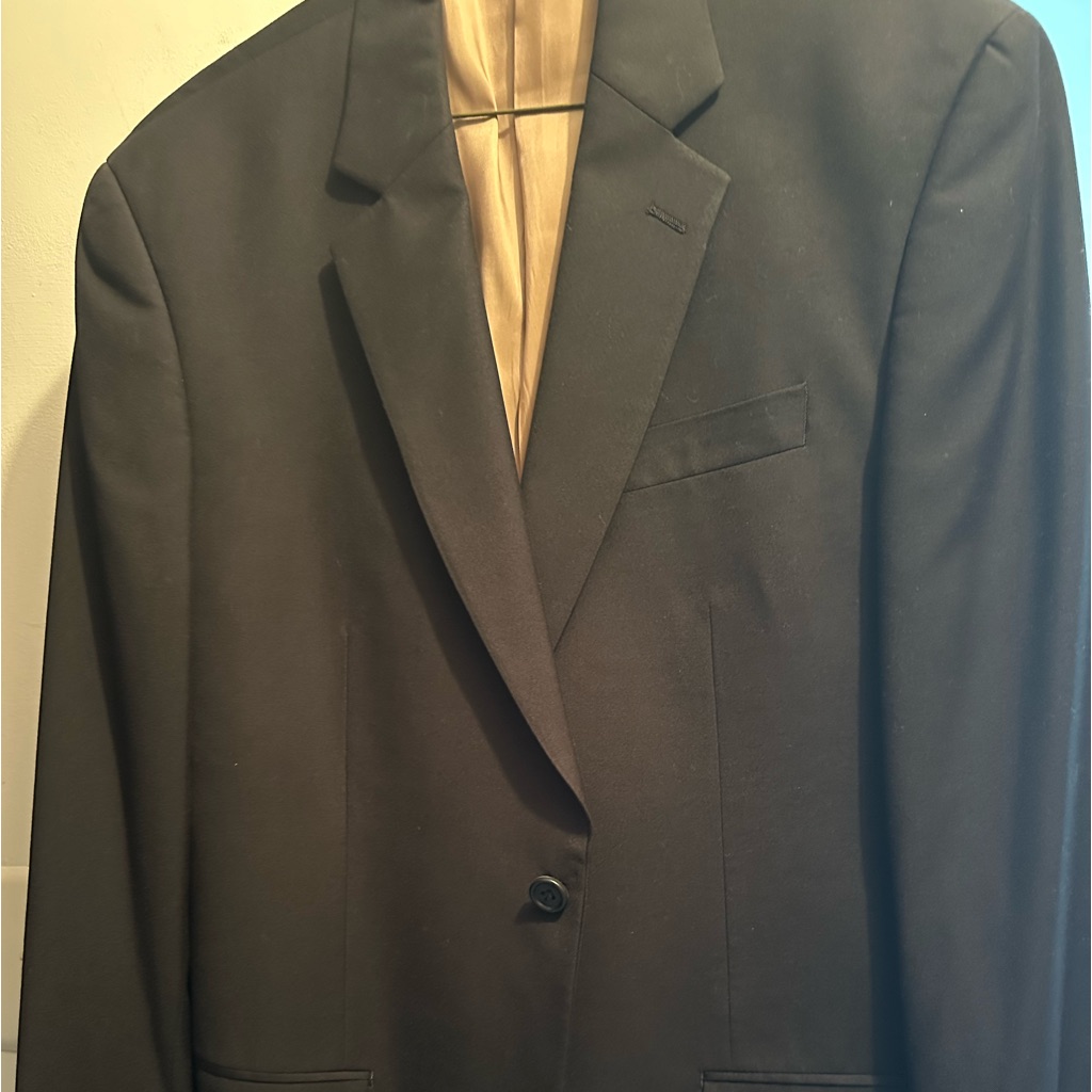 Mens Two Piece Black Suit , Designer , Single Breasted Jacket W Pants